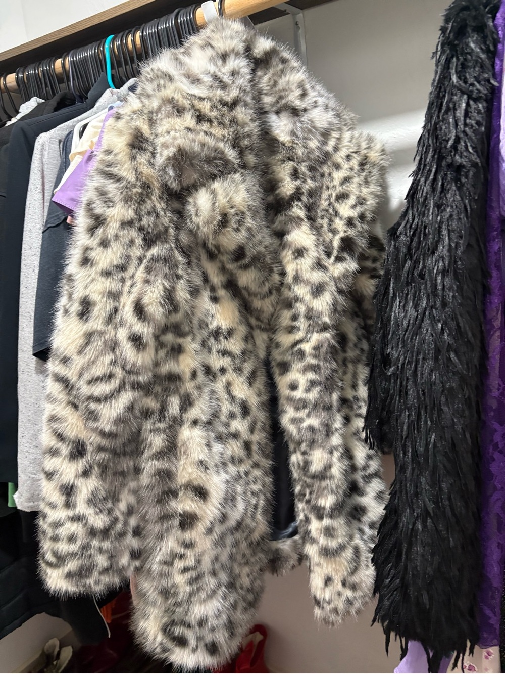 Express Women’s Leopard Faux Fur Mid Length Coat $90.00 Size Small New With Tags